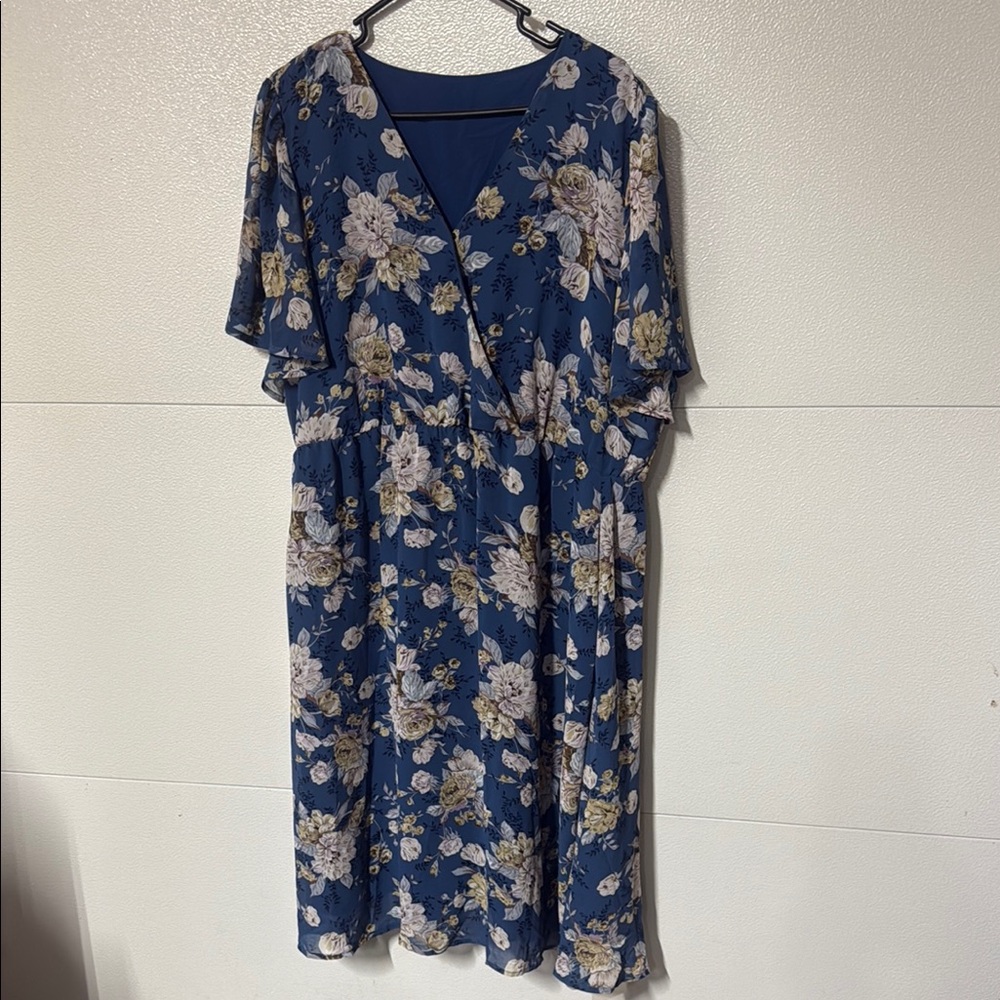 BloomChic Blue Flutter Sleeve Sundress